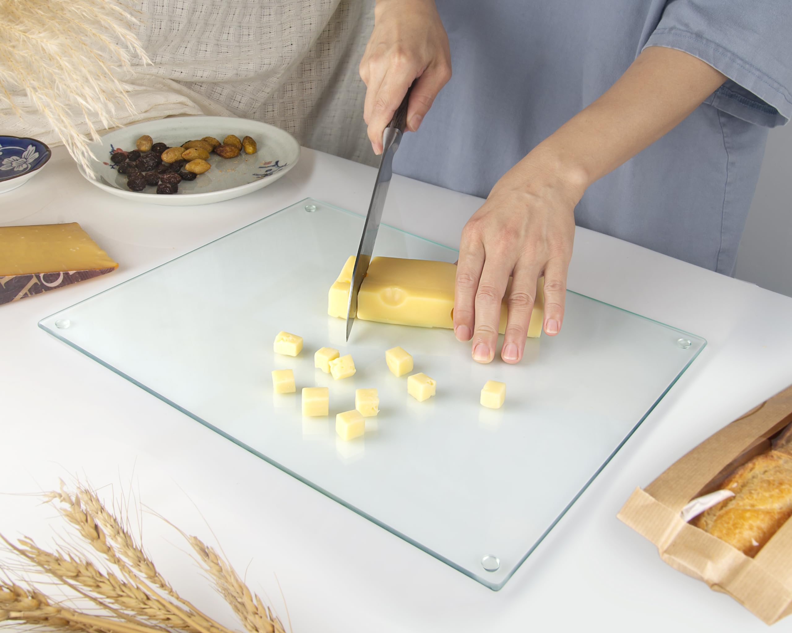 Kitchenville glass cutting board countertop protector in action
