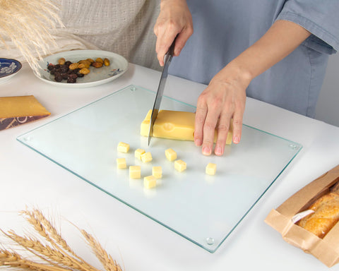Kitchenville glass cutting board countertop protector in action