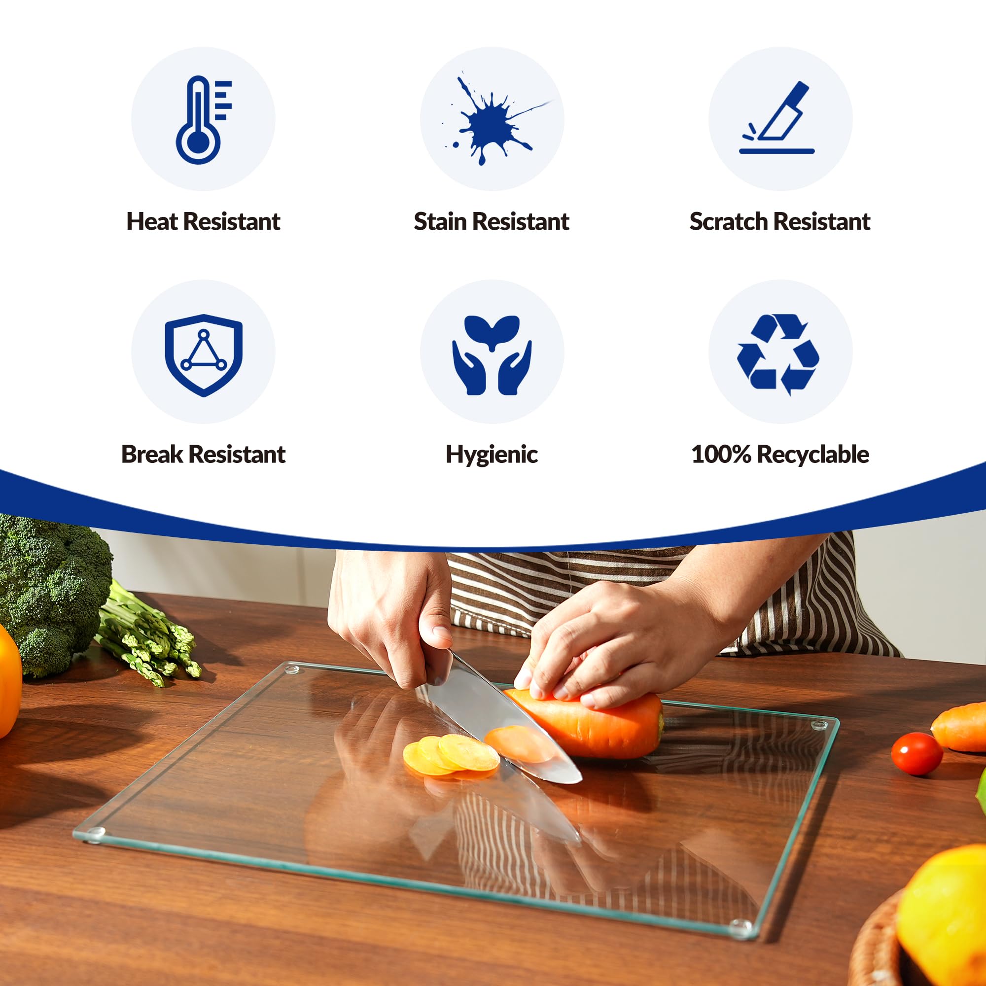 Kitchenville glass cutting board heat resistance for hot pot brief placement