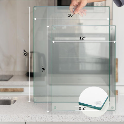 Kitchenville glass cutting board non-slip feet stabilize during chopping