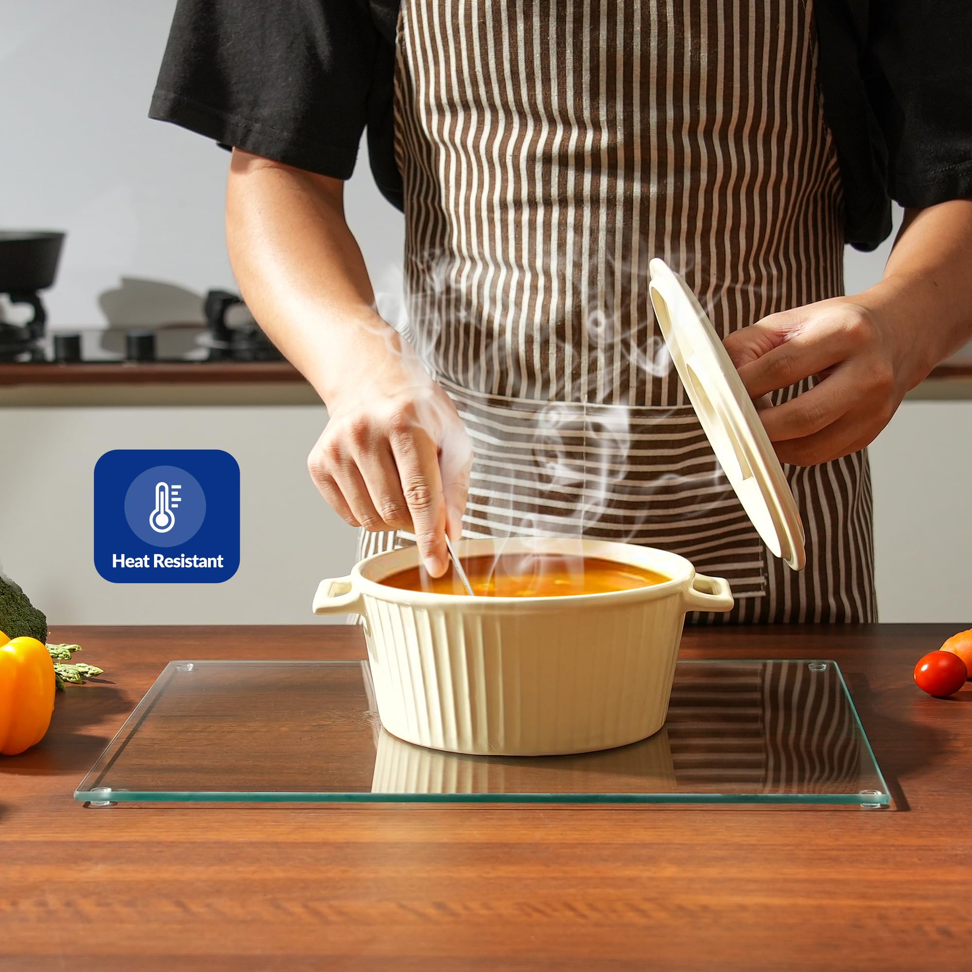 Kitchenville glass cutting board rounded edges for safety and style