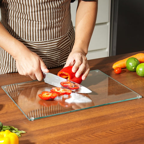 Kitchenville glass cutting board versatile 16x12 size for prep and serving