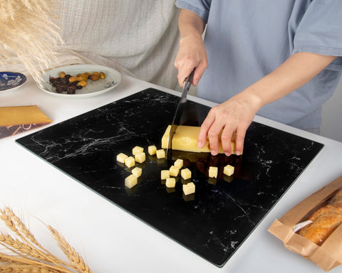 Kitchenville design-1 black marble finish enhances modern kitchen aesthetics.