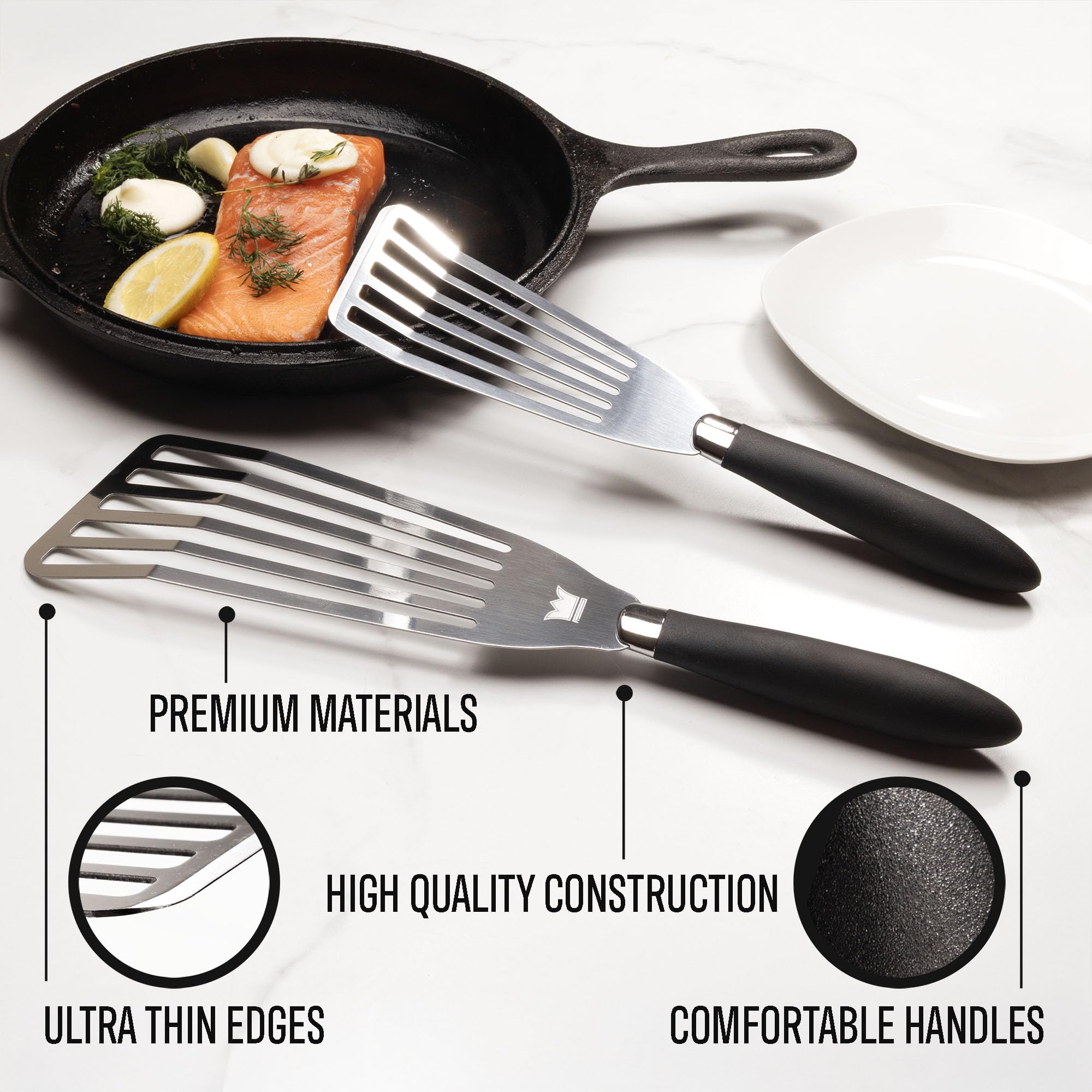 Kitchenware King spatula with ergonomic handle stays comfortable during long use.