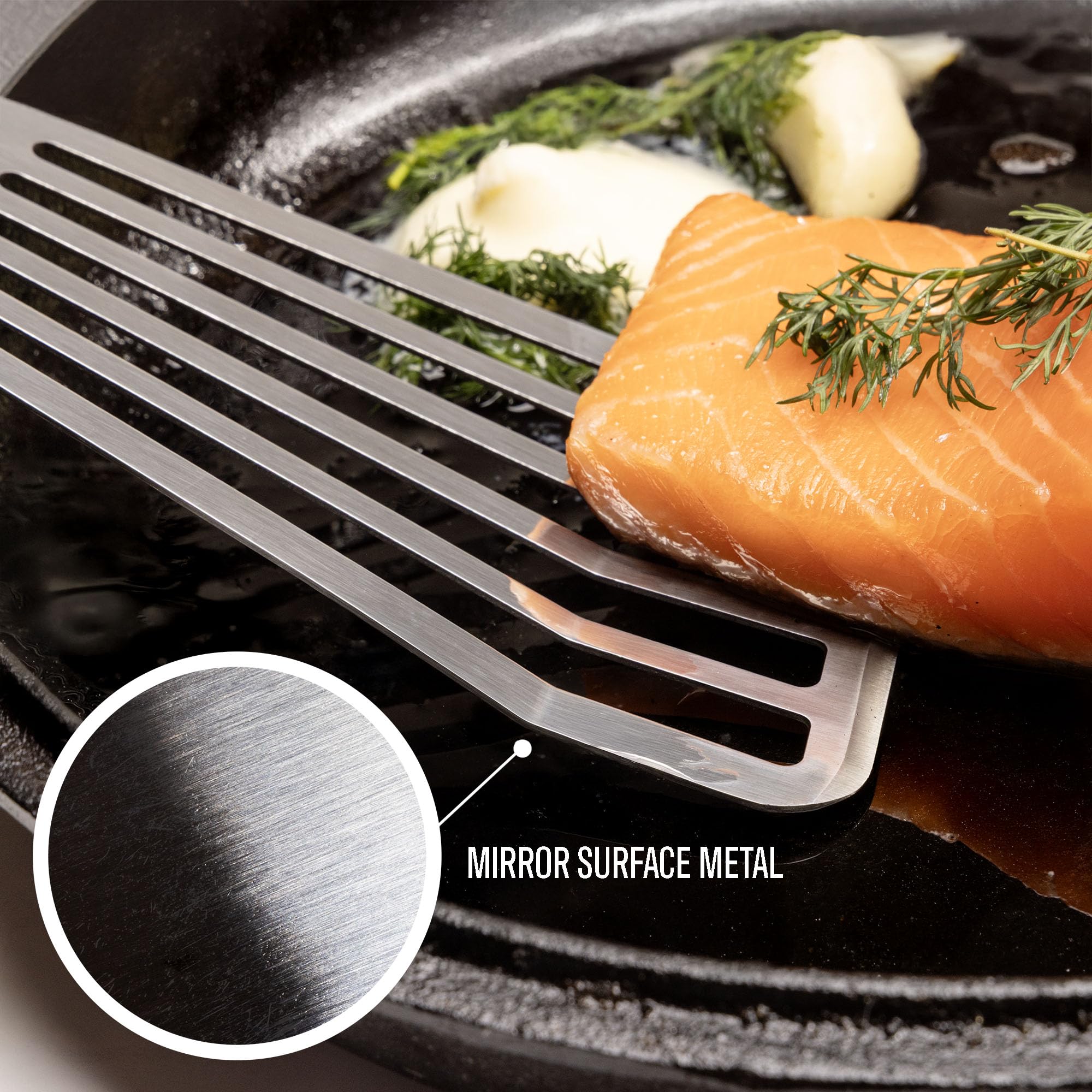 Kitchenware King spatula ideal for grilling to flip and lift meat.
