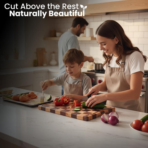 Kitchletic Checkered Cutting Board perfect for serving snacks and fruits.