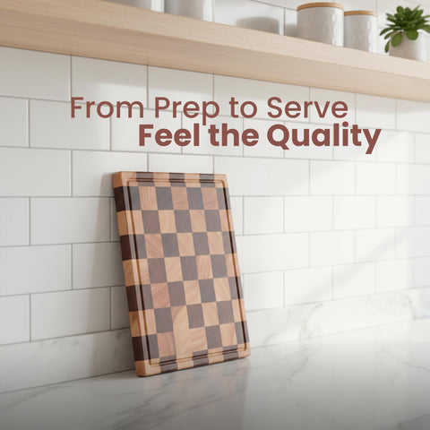 Kitchletic Checkered Cutting Board designed for everyday use and longevity.