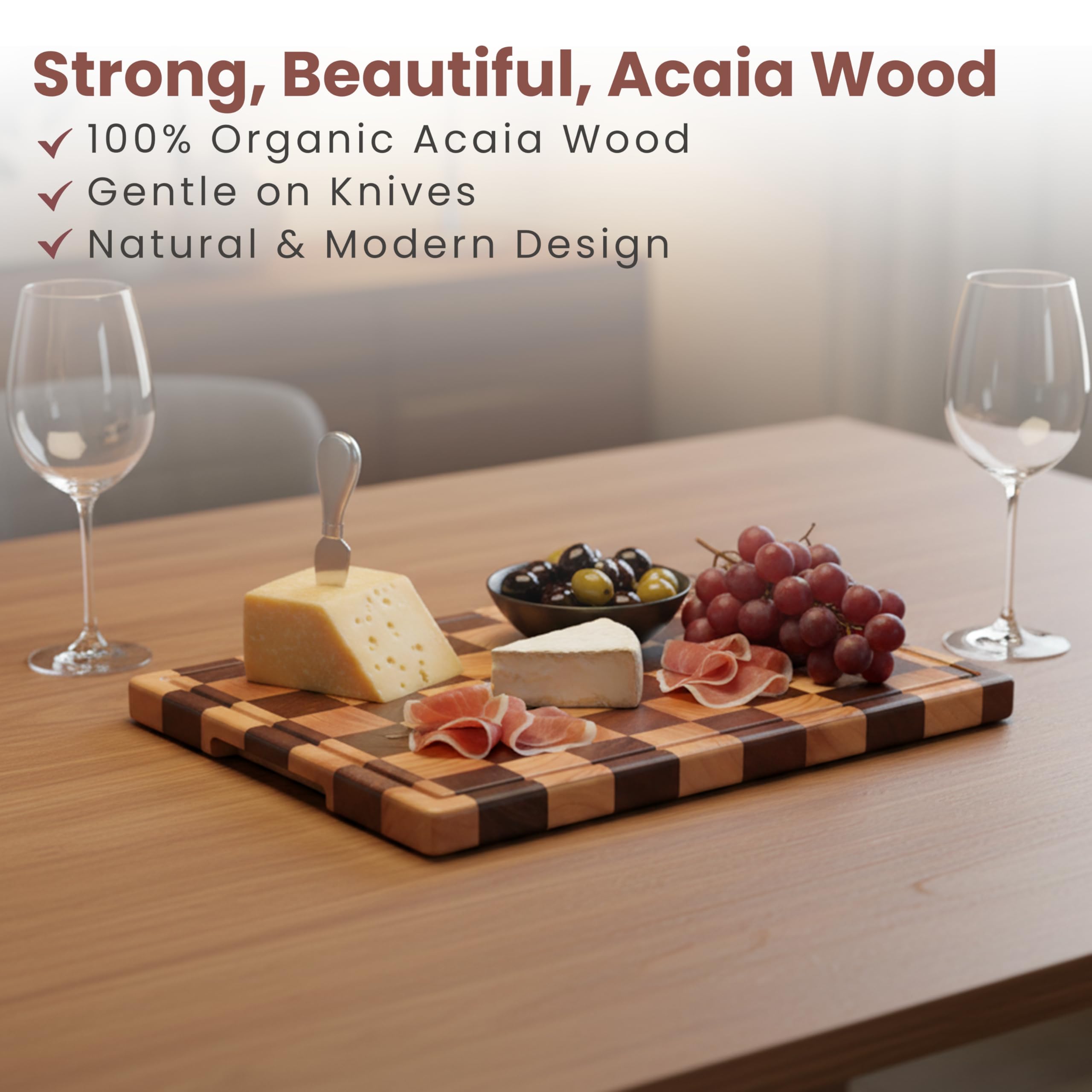 Kitchletic Checkered Cutting Board versatile for various kitchen tasks and prep.