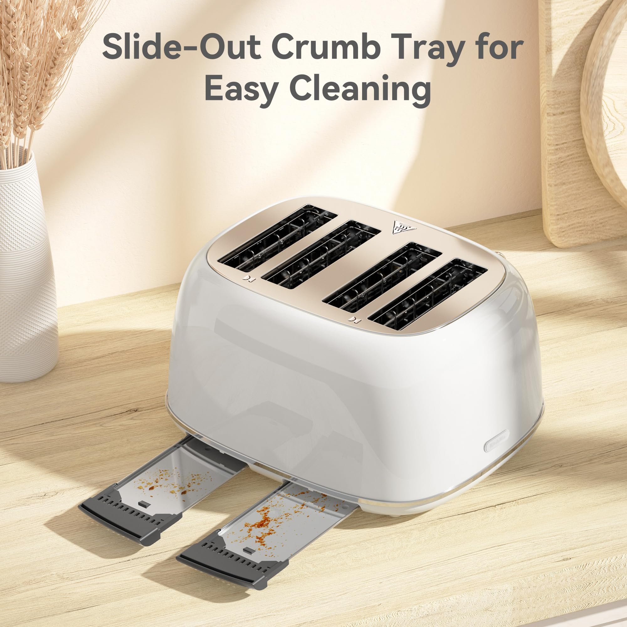 KITCHMIX retro design toaster enhances kitchen aesthetics.