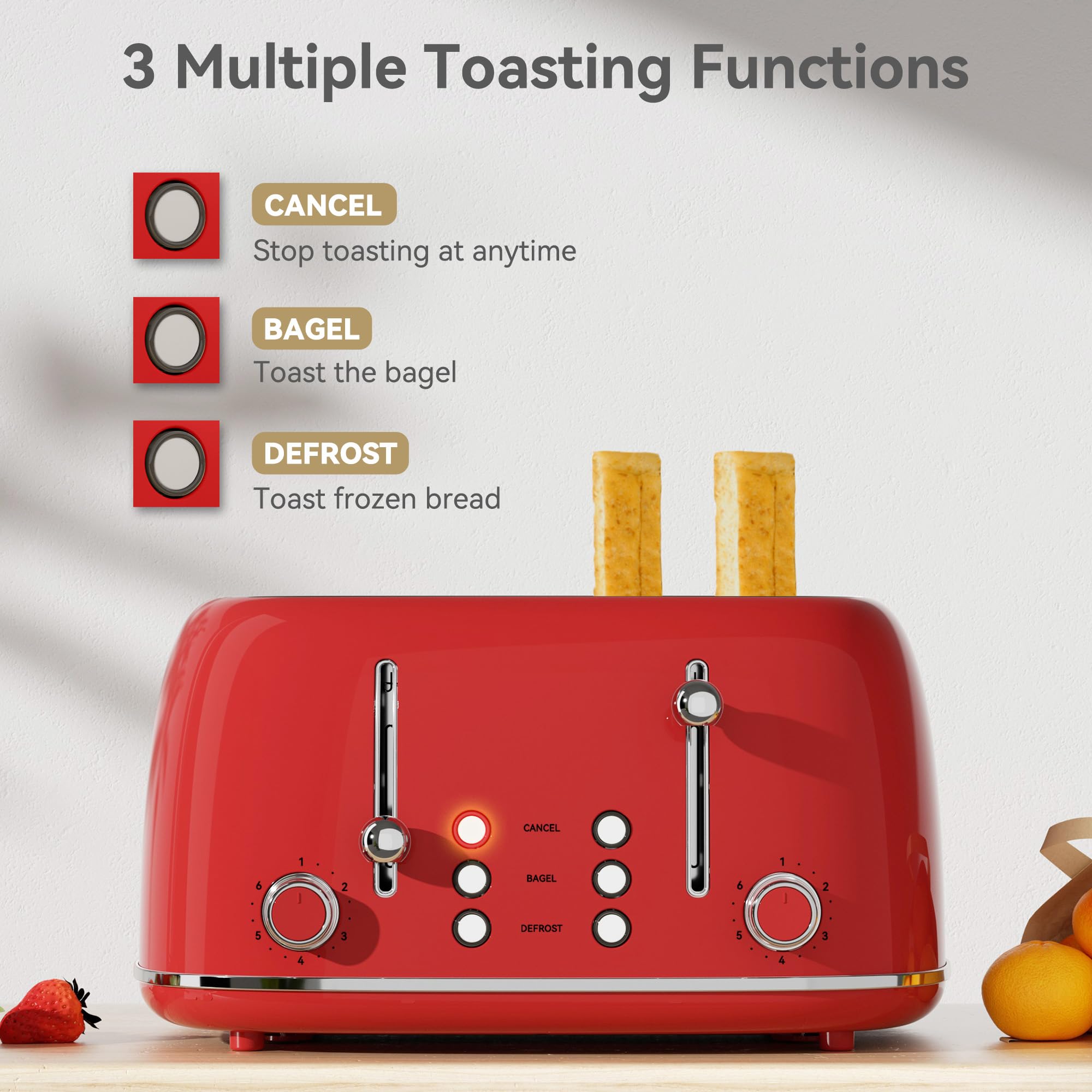 KITCHMIX toaster with wide slots for bagels and waffles