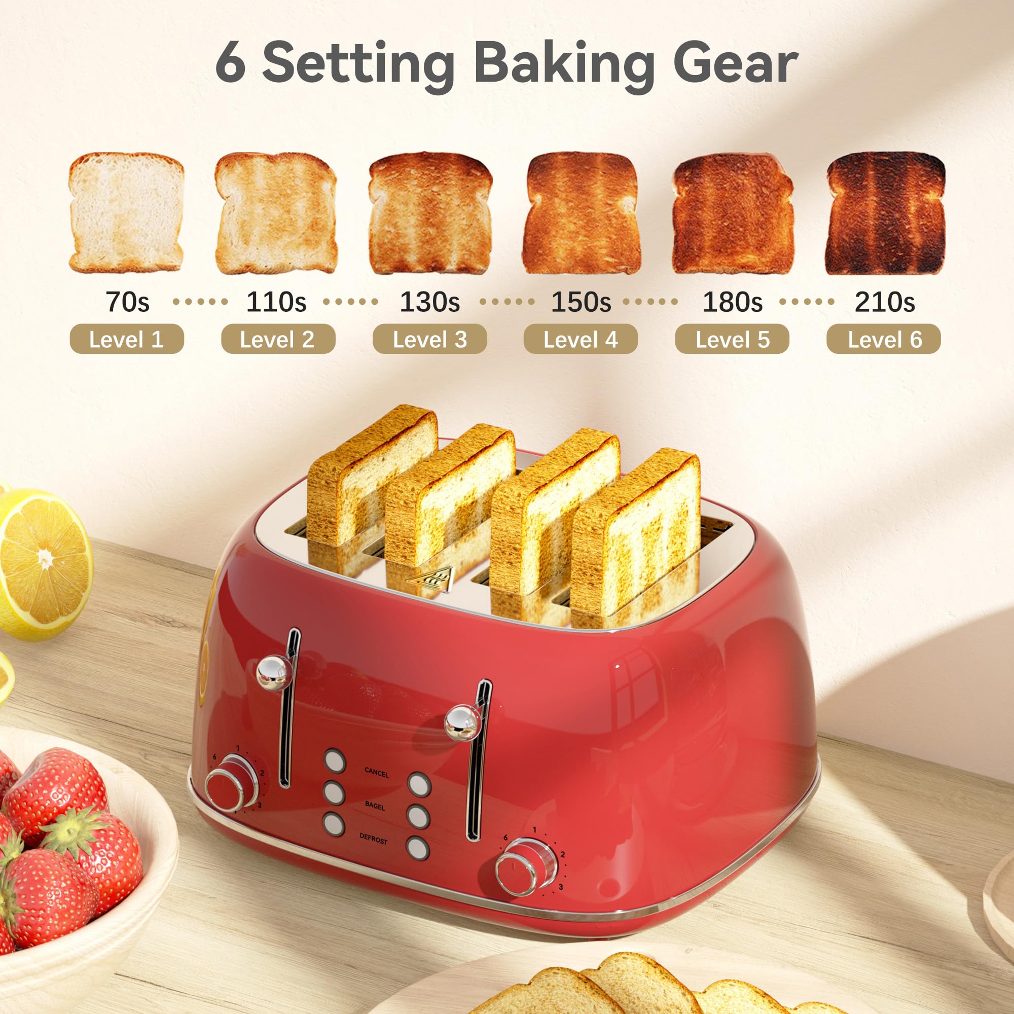 KITCHMIX 6 browning levels dial for precise toasting