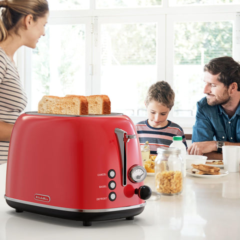 KITCHMIX compact red toaster on a kitchen counter