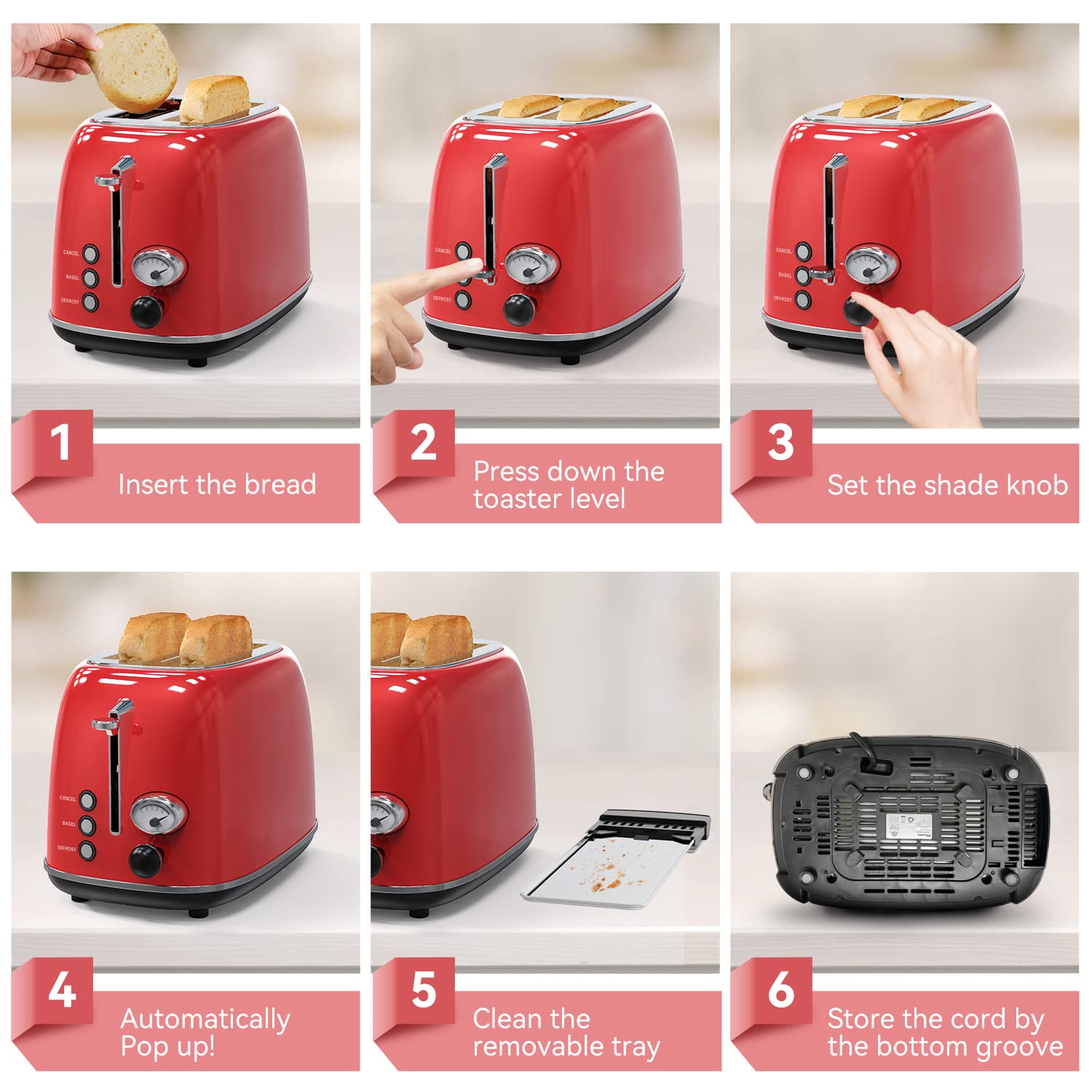 KITCHMIX removable crumb tray visible for quick cleaning
