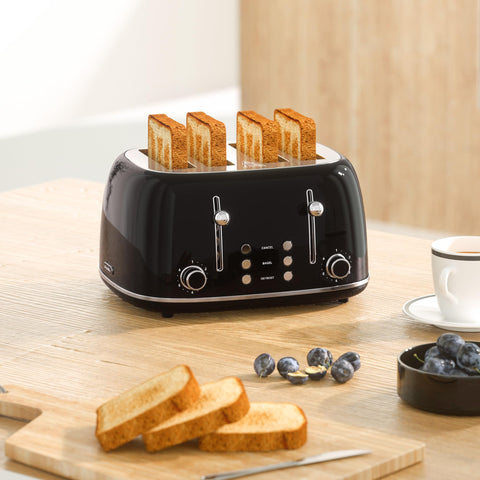 KITCHMIX Toaster 4 Slice precise browning with six shade settings.