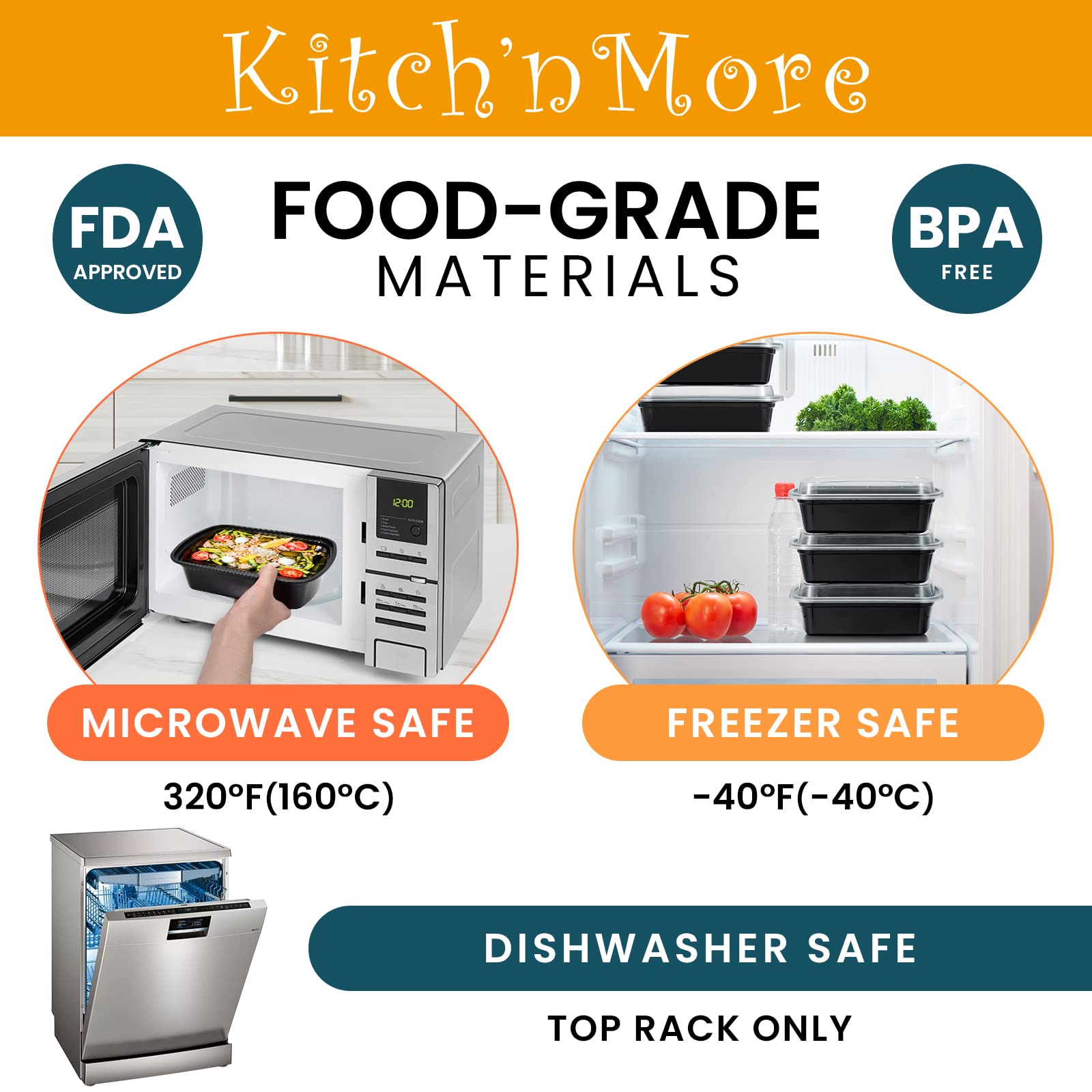 Kitch’nMore leak-proof lids keep food secure during transport.