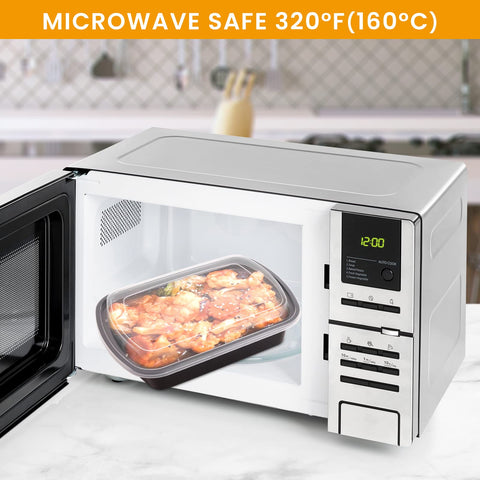 Kitch’nMore microwave-safe container heats meals quickly.