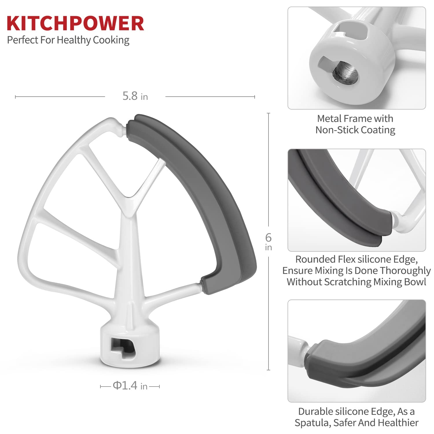 KITCHPOWER die-cast aluminum body highlights durable construction for long-lasting performance.