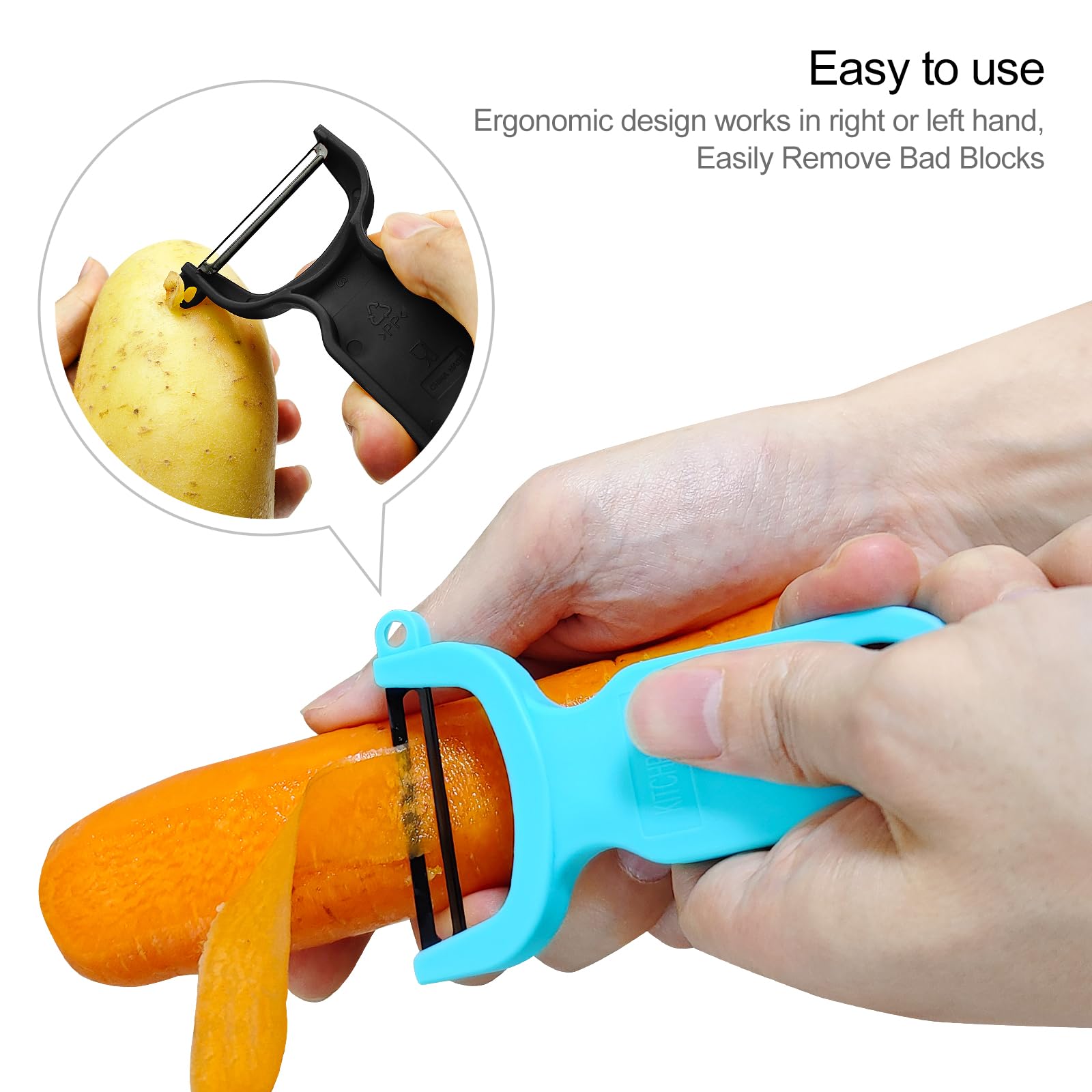 KITCHPOWER ergonomic handle in hand demonstrating comfortable grip for long prep sessions