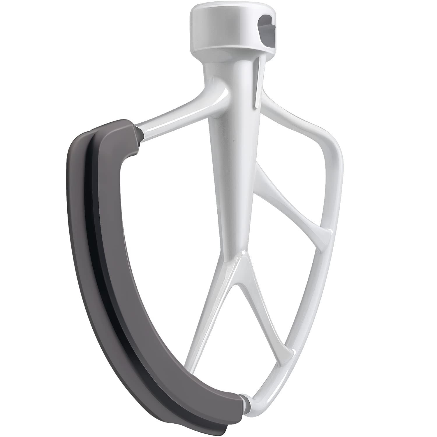 KITCHPOWER flex edge beater for bowl-lift mixers efficiently scrapes sides during mixing.