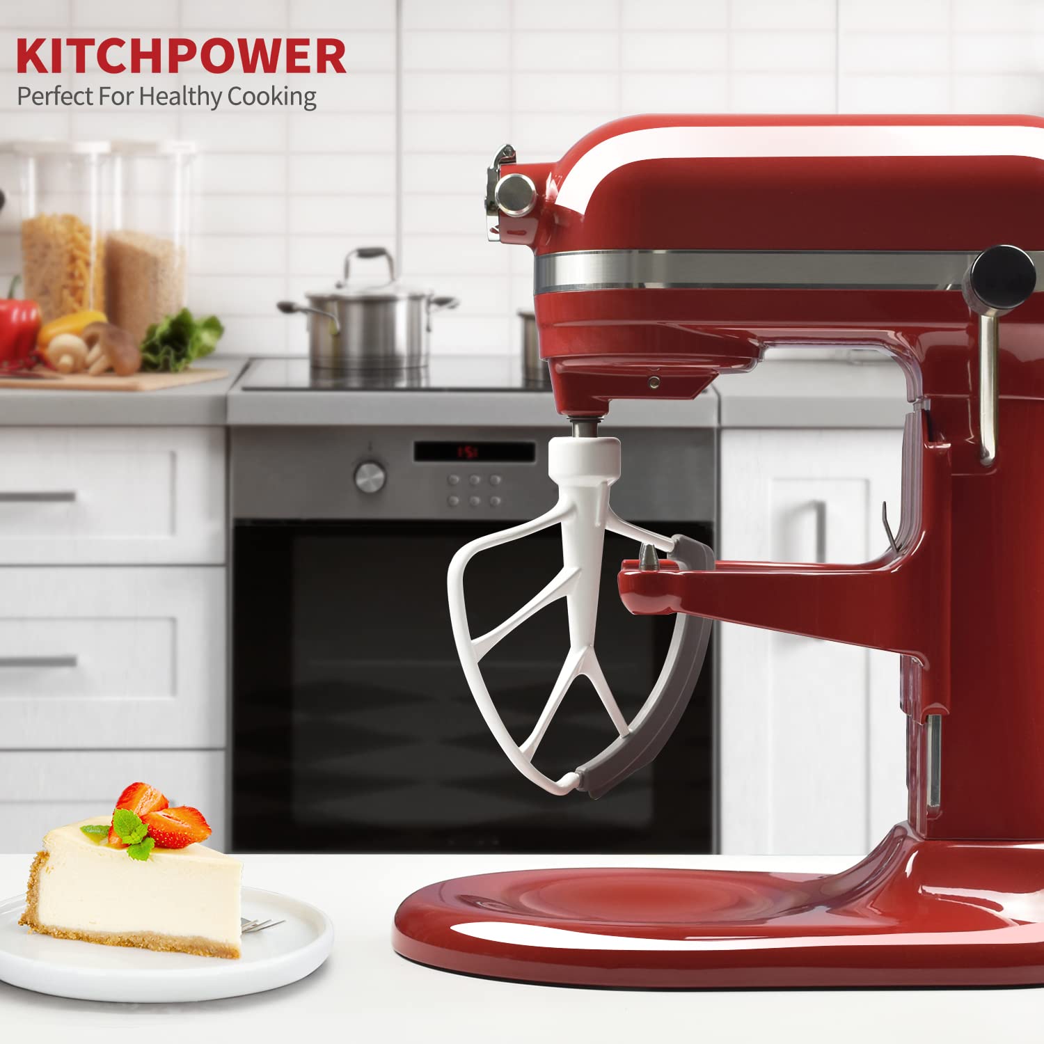 KITCHPOWER 6-quart beater speeds up mixing while doubling as a spatula.
