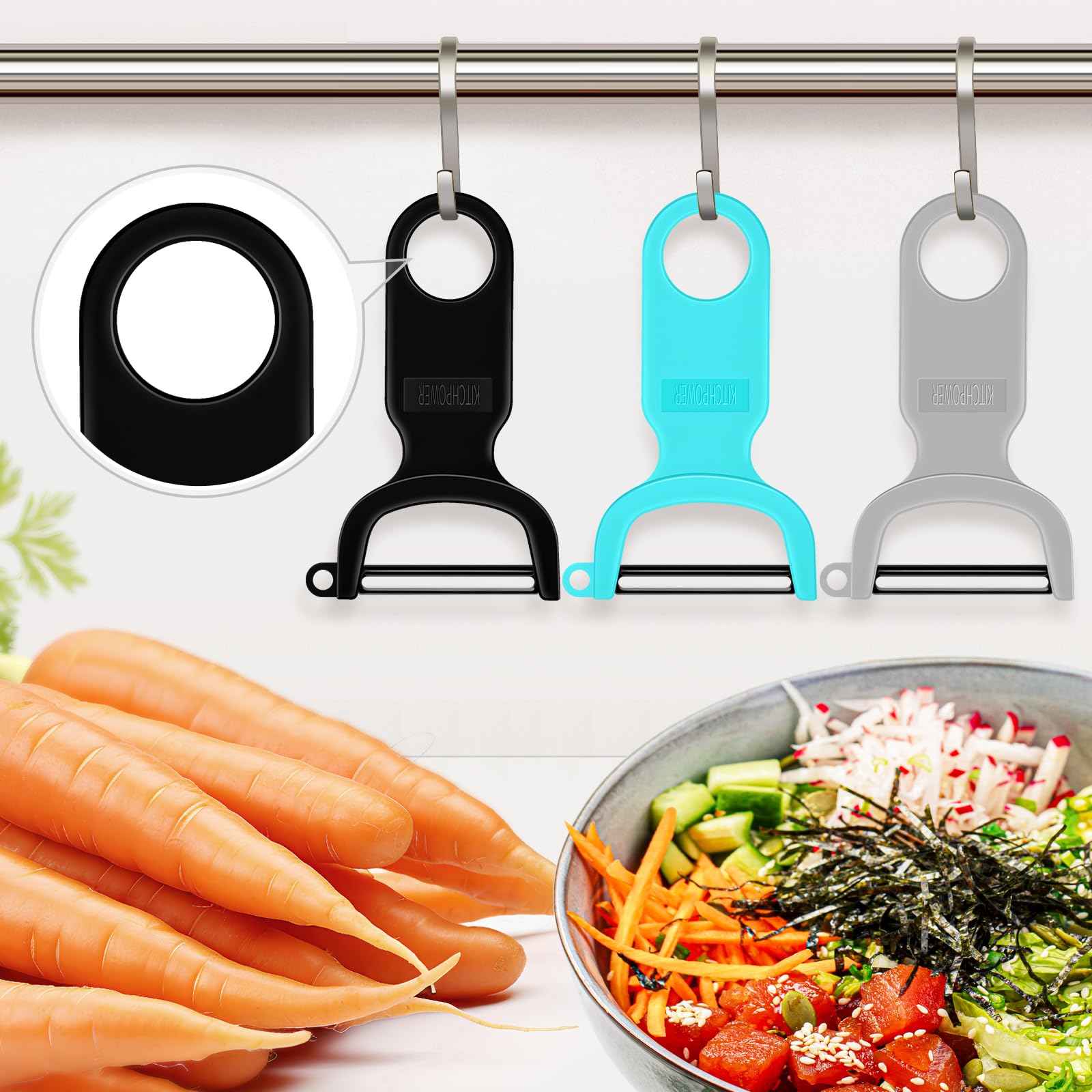 KITCHPOWER safe-handling closeup highlighting comfortable grip and safe peeling