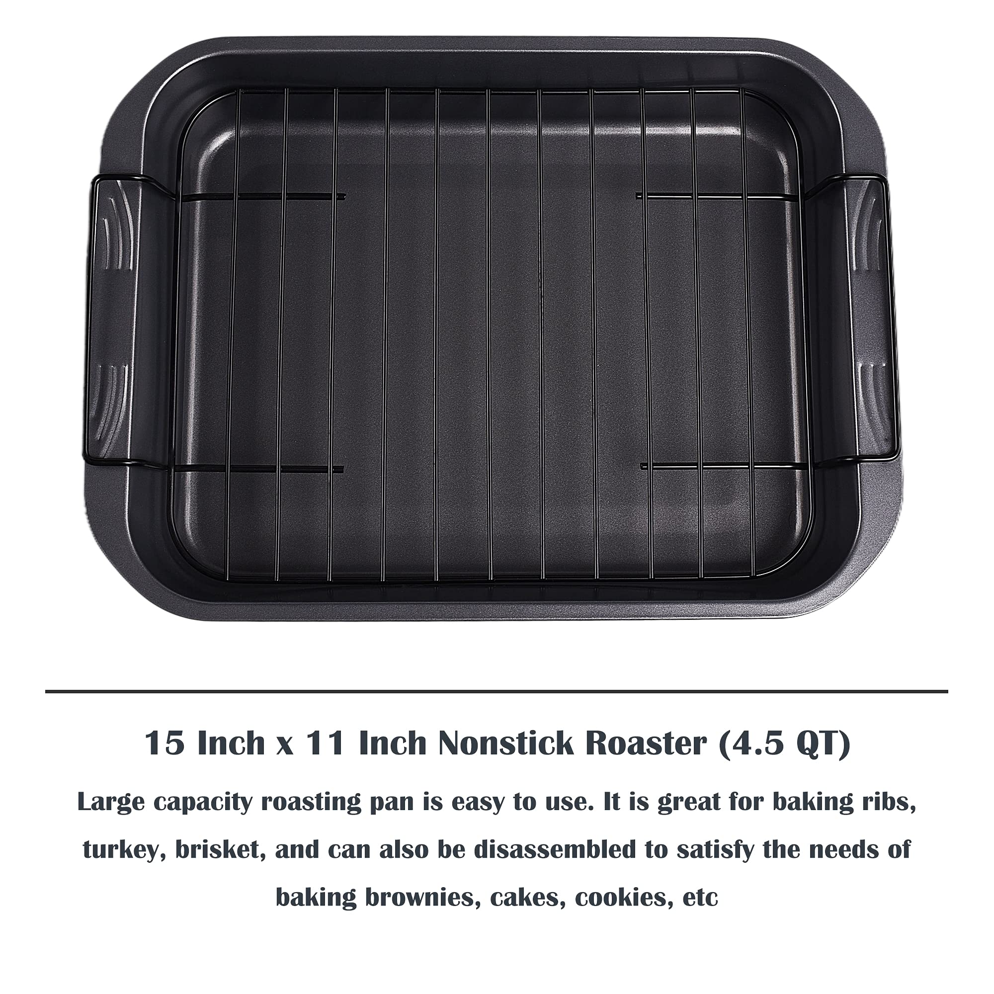 kitCom Bakeware 15x11 inch gray roaster pan ready for turkey.