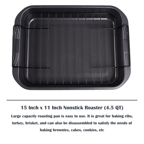 kitCom Bakeware 15x11 inch gray roaster pan ready for turkey.