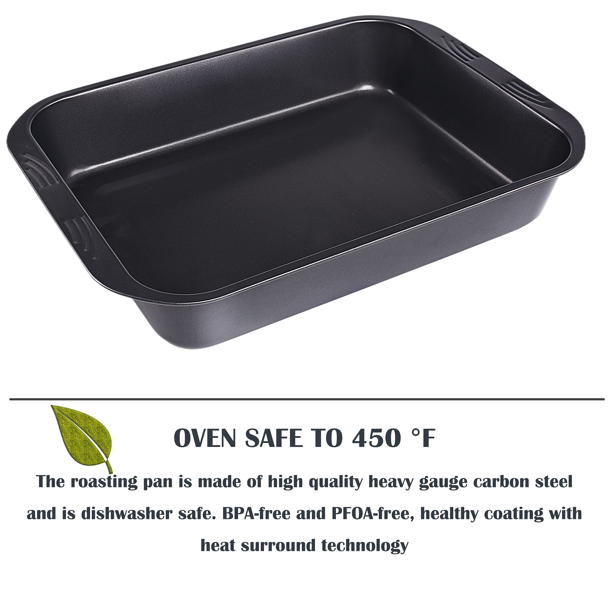 kitCom Bakeware heavy-gauge carbon steel construction for durable roasting.