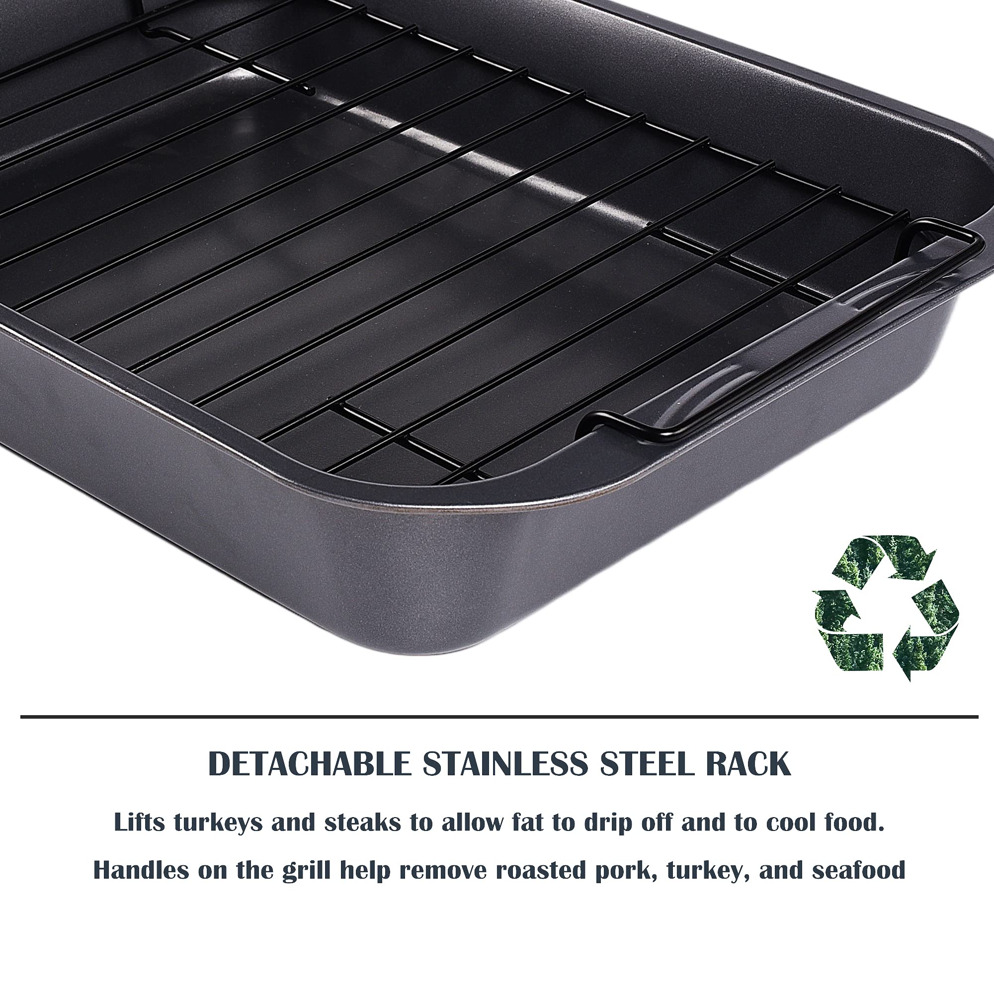 kitCom Bakeware nonstick roaster interior for easy release.