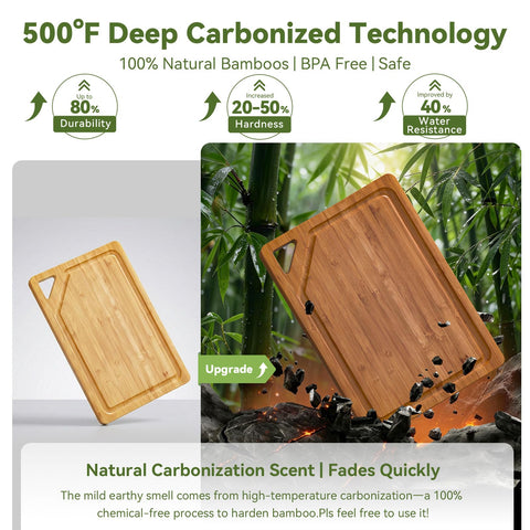 KITCWIZ bamboo cutting boards small with juice grooves for herbs and cheese