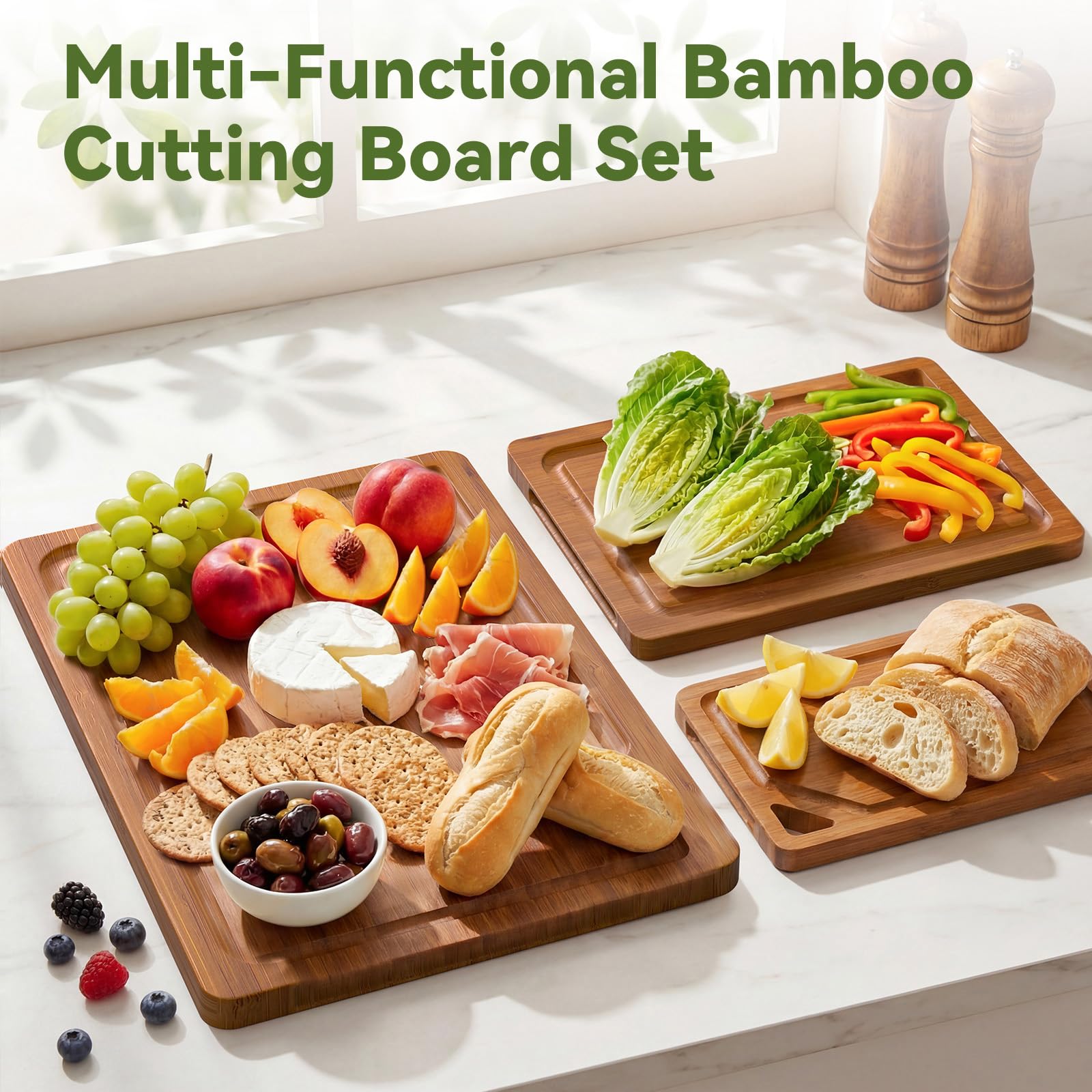 KITCWIZ reversible cutting board doubles as serving tray