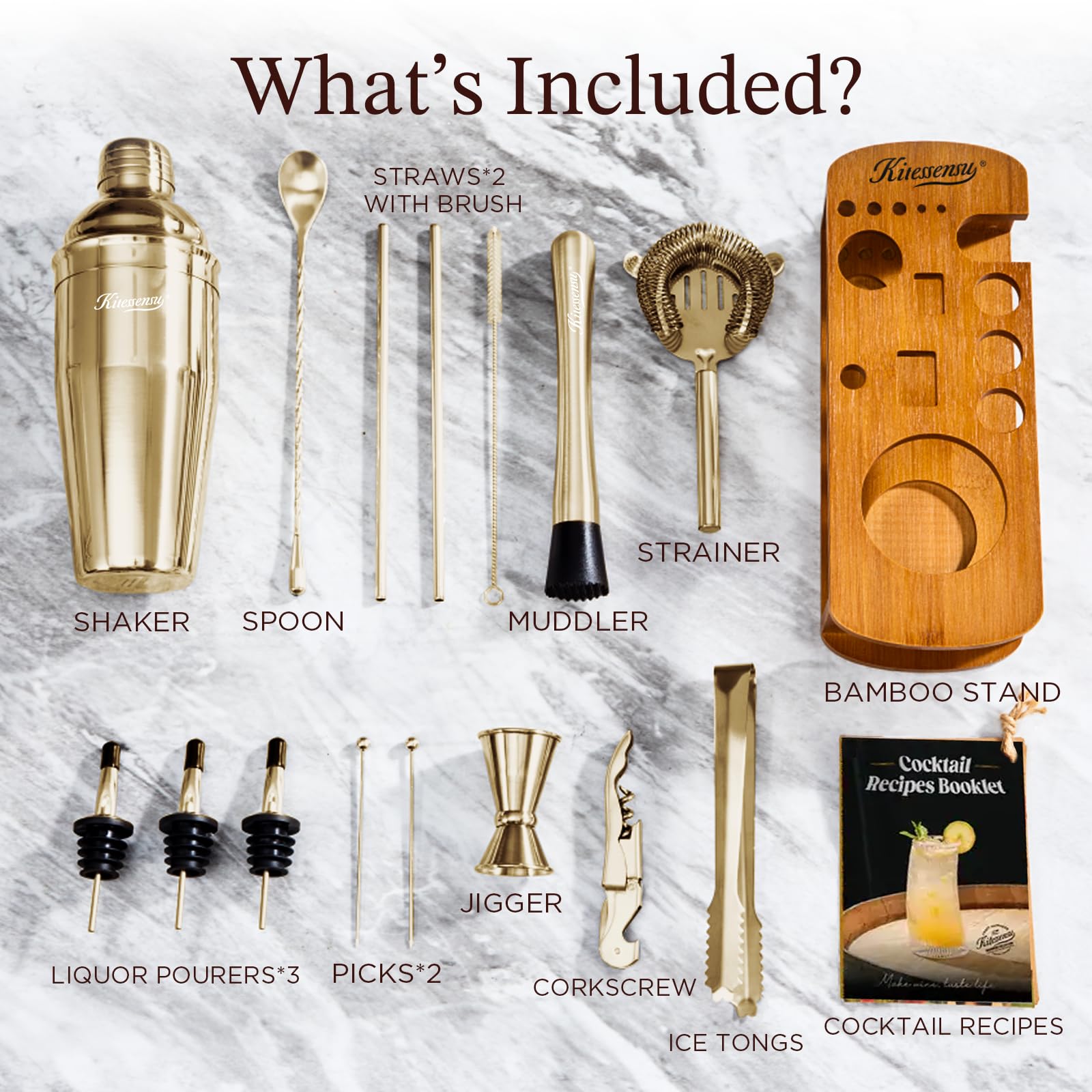 KITESSENSU 18/8 stainless steel construction ensures durable bar tools
