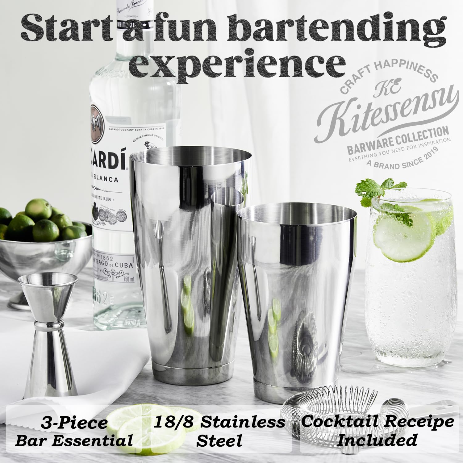 KITESSENSU Boston Shaker 28oz ideal for gatherings and larger drinks