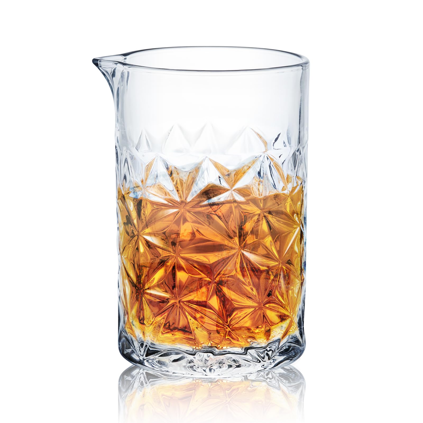 KITESSENSU Cocktail Mixing Glass 24oz with diamond grip for easy stirring.