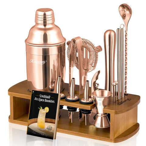 KITESSENSU cocktail shaker set in rose gold on display offers a stylish home bar upgrade