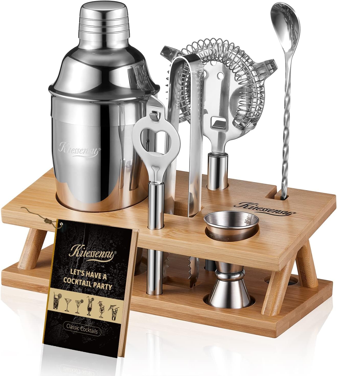 KITESSENSU cocktail shaker with stand for an organized home bar