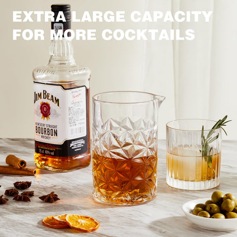 KITESSENSU Lead-free crystal mixing glass shows ingredients clearly.