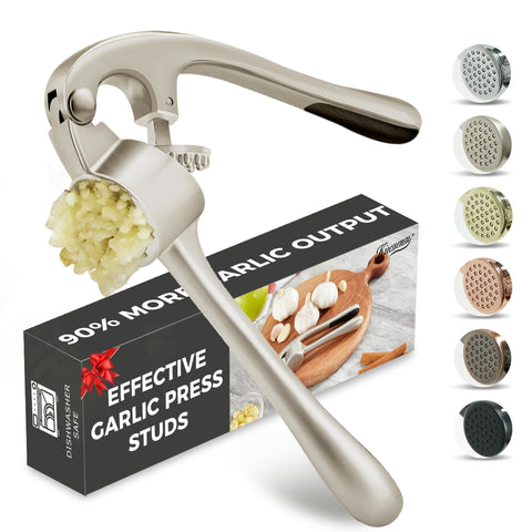 KITESSENSU garlic press studs closeup showing efficient paste output