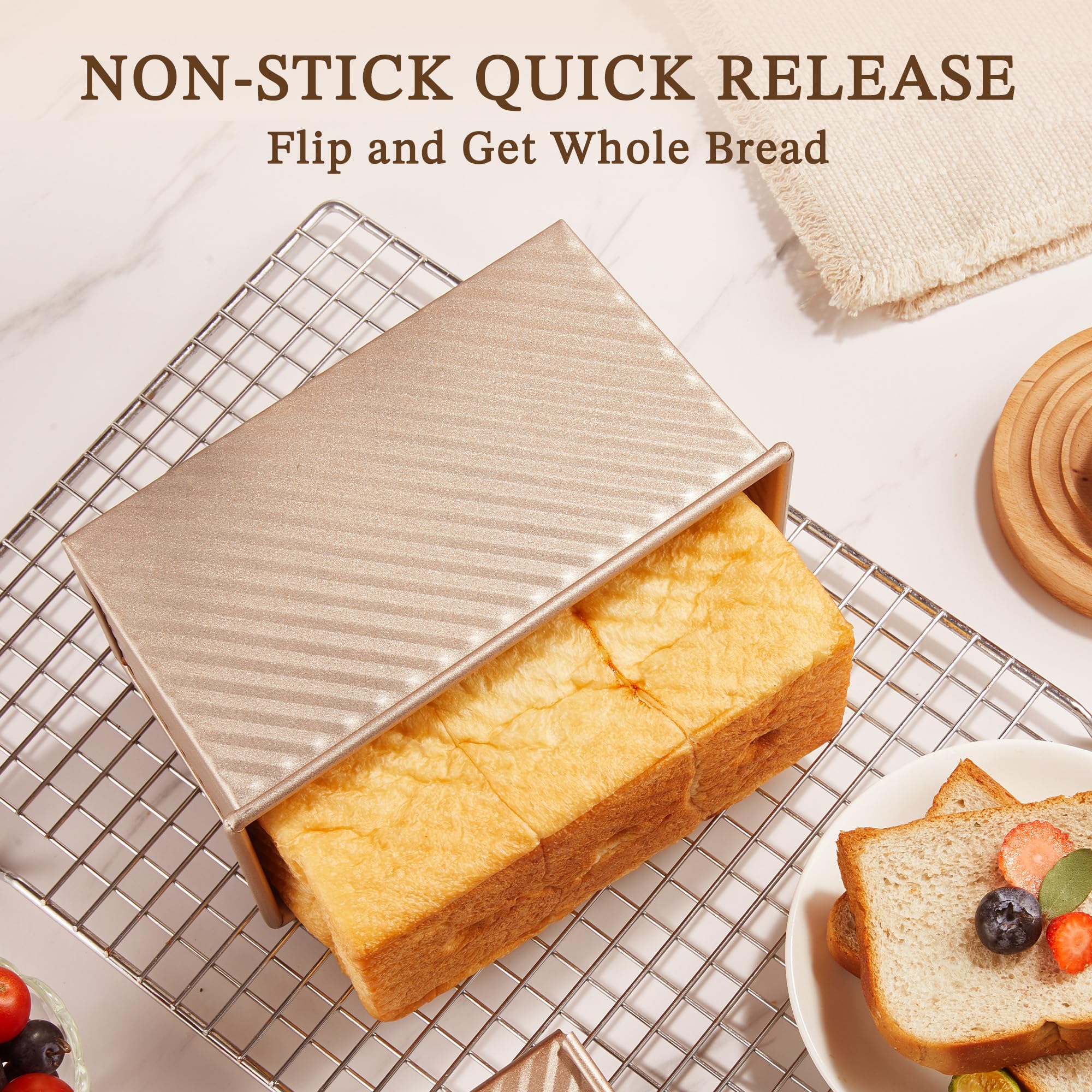 KITESSENSU gold pullman loaf pan adds a stylish touch to your kitchen.