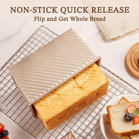 KITESSENSU gold pullman loaf pan adds a stylish touch to your kitchen.