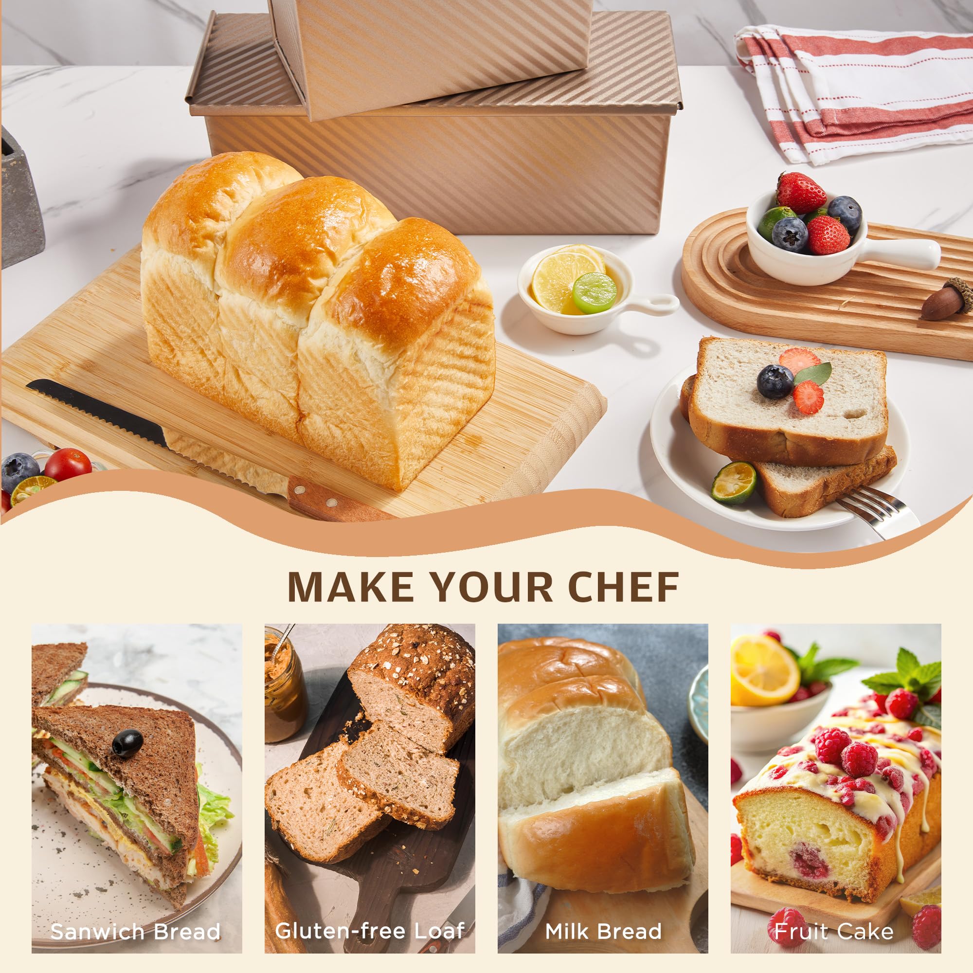 KITESSENSU lid for loaf pan protects dough and helps precise slicing.