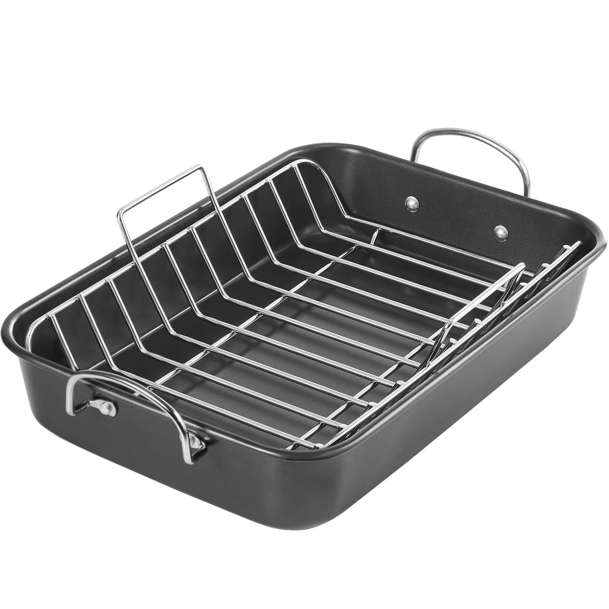 KITESSENSU nonstick roasting pan top view for spacious turkey roasting
