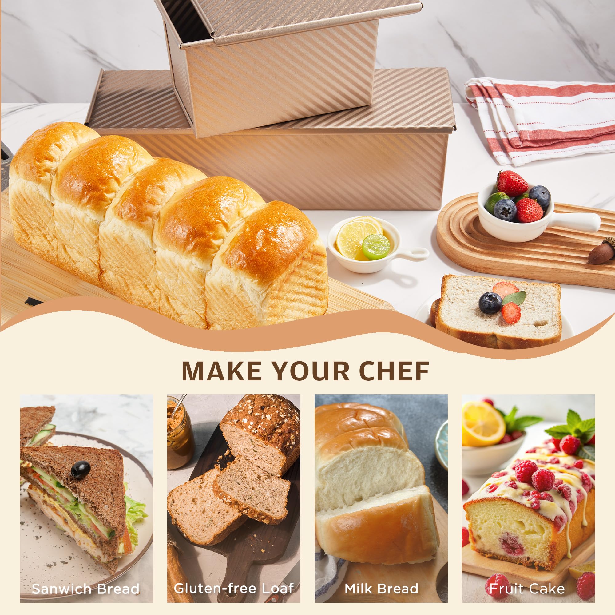 KITESSENSU Pullman loaf pan easy release corners reduce sticking