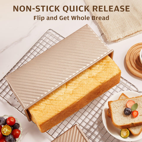 KITESSENSU Pullman loaf pan loaf slice demonstrates clean release after baking