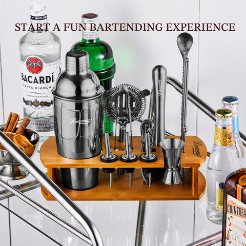 Wood and stainless stand showcases KITESSENSU tools on your counter.