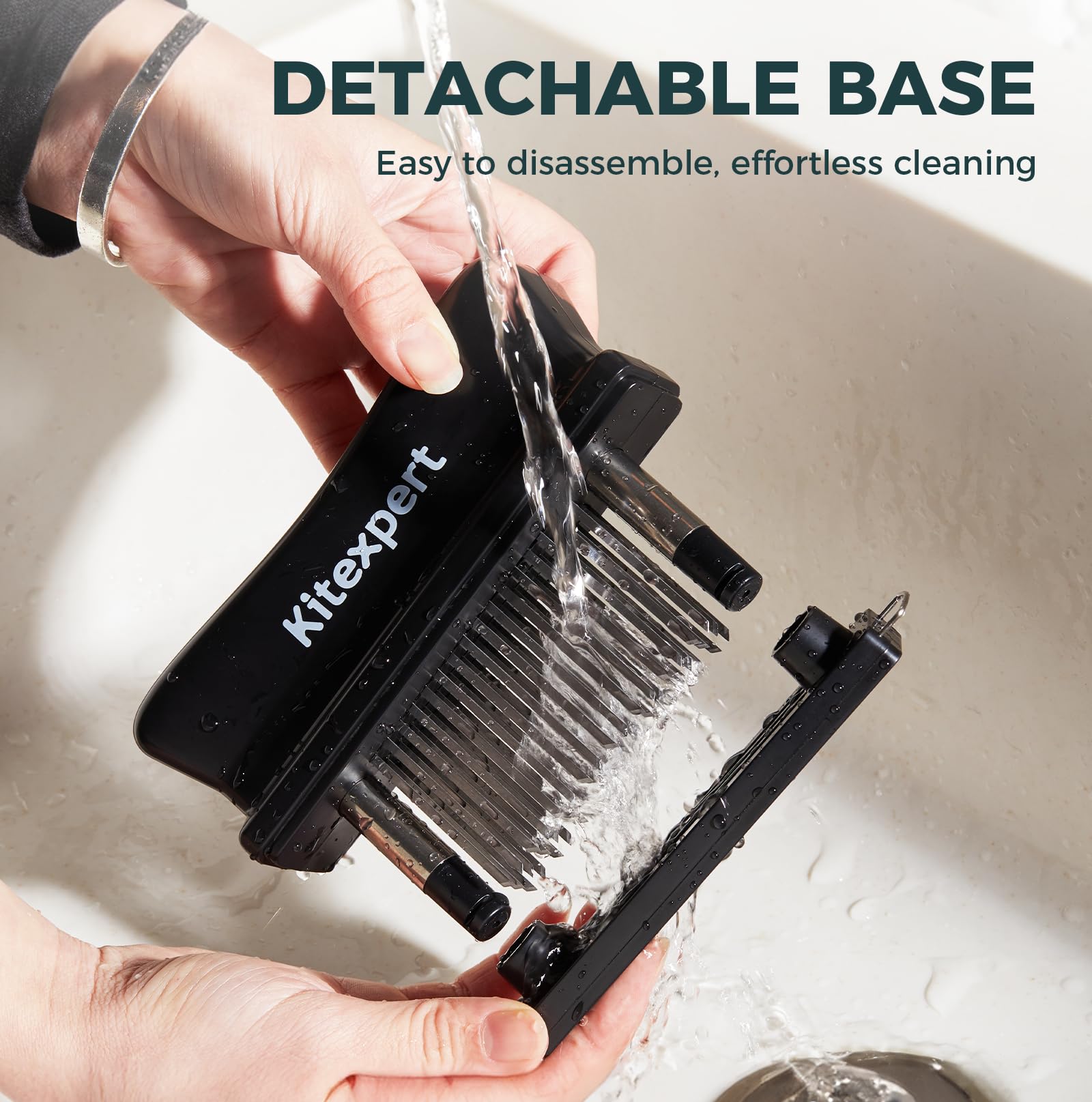 Kitexpert meat tenderizer is dishwasher safe for quick cleaning.