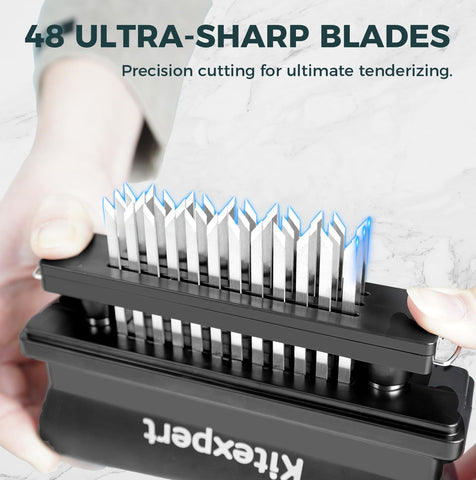 Kitexpert tenderizer with non-slip ABS handle for comfortable grip during tenderizing.