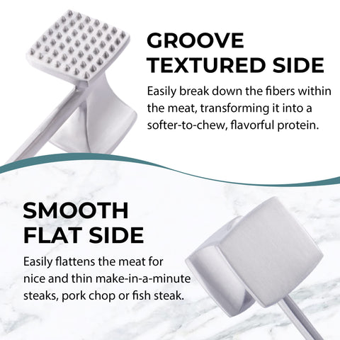 KITEXPERT textured-side tenderizing face on meat tenderizer during prep