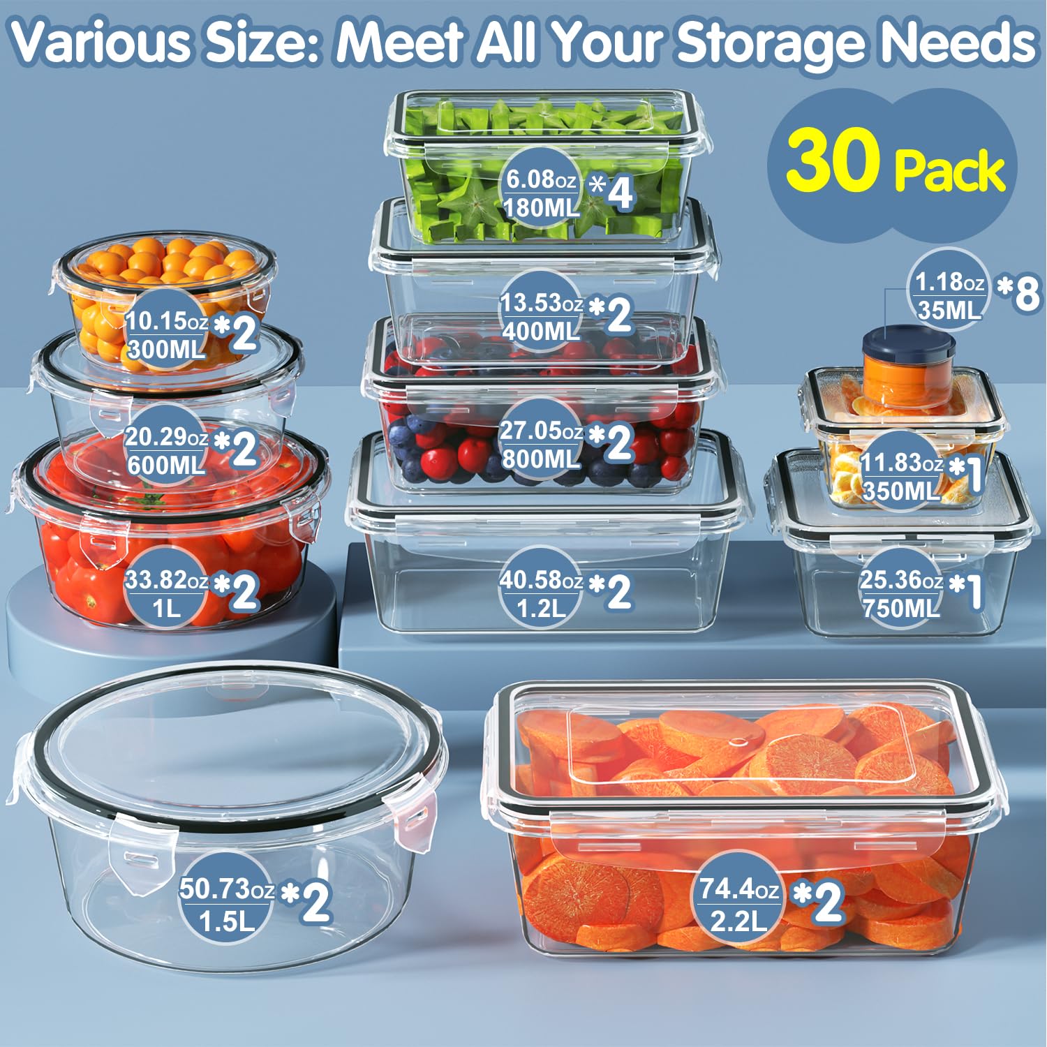 KITHELP airtight lids with silicone seals ensure spill-proof storage.