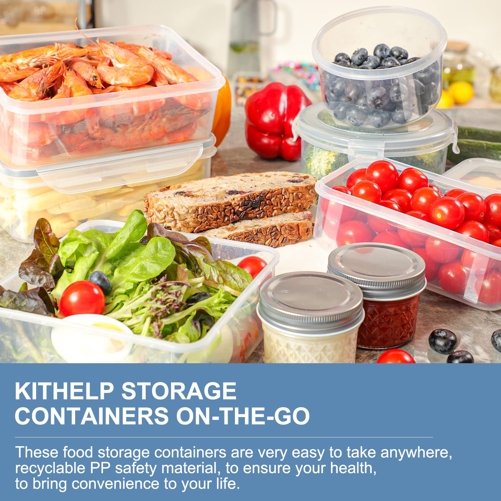 KITHELP rectangular 19oz container with lid, perfect for lunches.